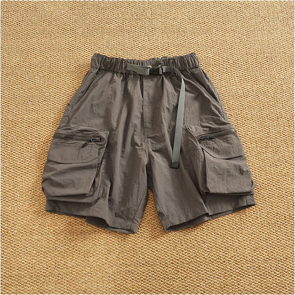 Multi-pocket work shorts, men's summer trendy brand, loose outdoor quick-drying American capre pants