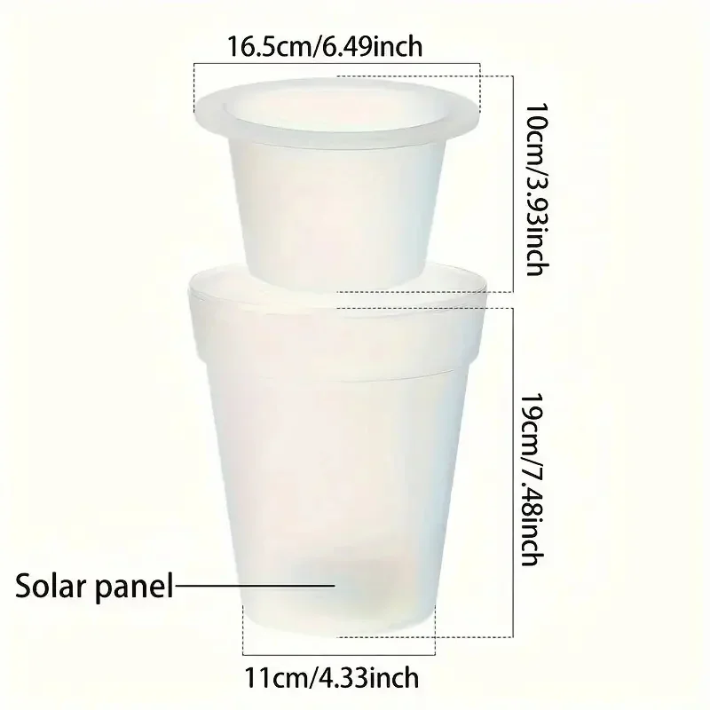 Outdoor Solar Powered LED Flower Pot Solar Rechargeable Luminous Waterproof LED Planters Pot For Balcony Landscape Night Lamp