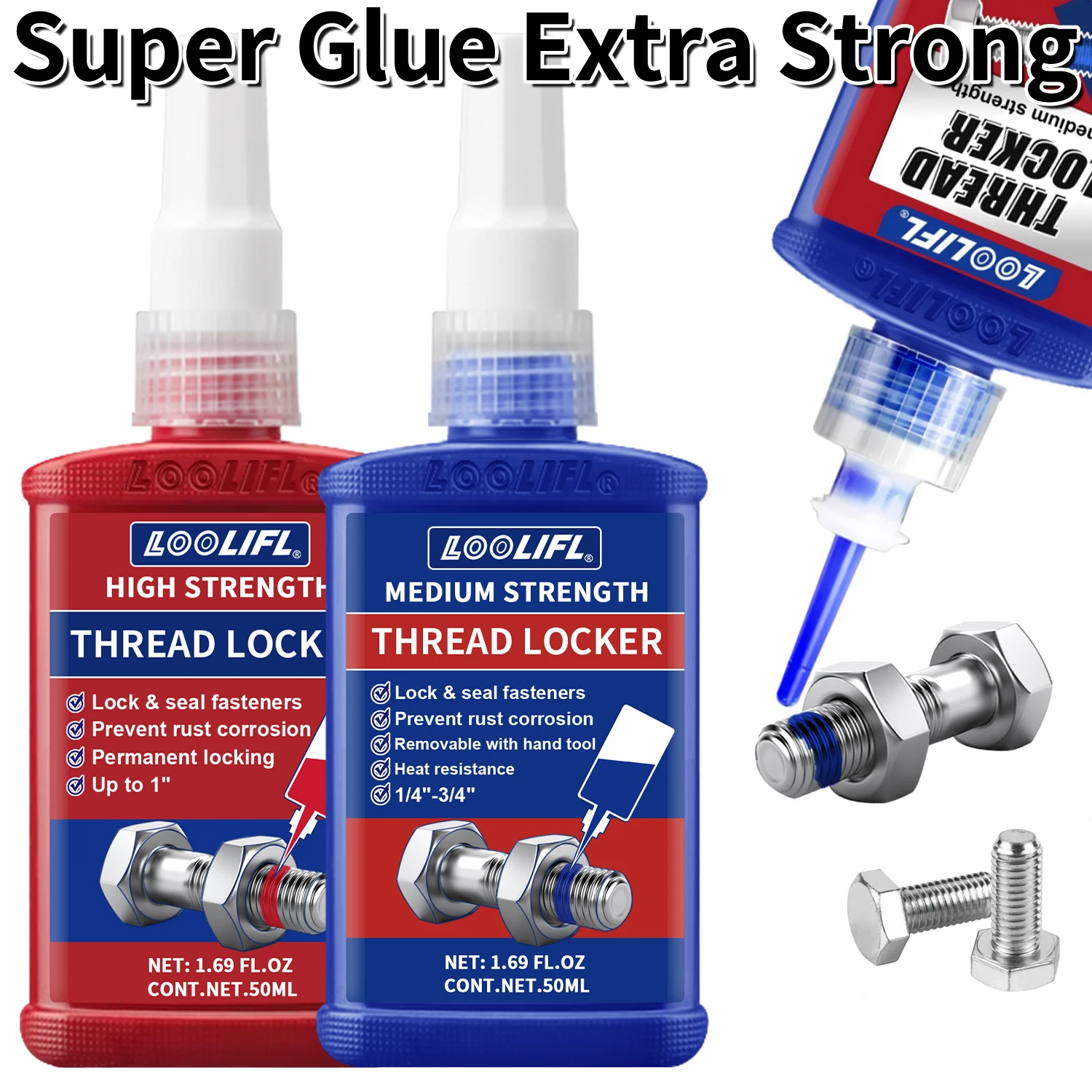 3 Stück 50ml Superkleber 243 Schraubenkleber Anaerober Klebstoff Anti-Lose Anti-Rutsch Abdichtungsmittel Gewindesicherung Anti-Rutsch Dichtmittel