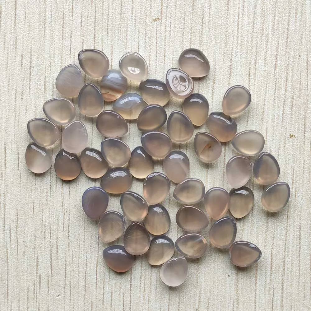 Fashion good quality natural grey onyx drop CAB CABOCHON 8x10mm beads for jewelry making 50pcs/lot Wholesale free shipping