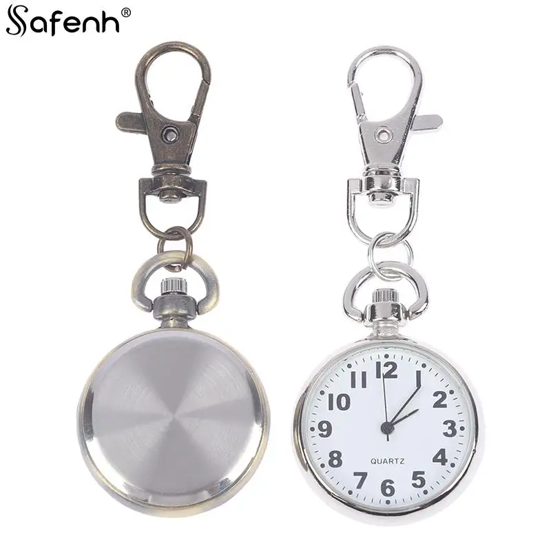 1pcs Retro Bronze Quartz Vintage Pocket Watch Movement Keychain Keyring Round Dial Key Chains Alloy карманные часы ретро