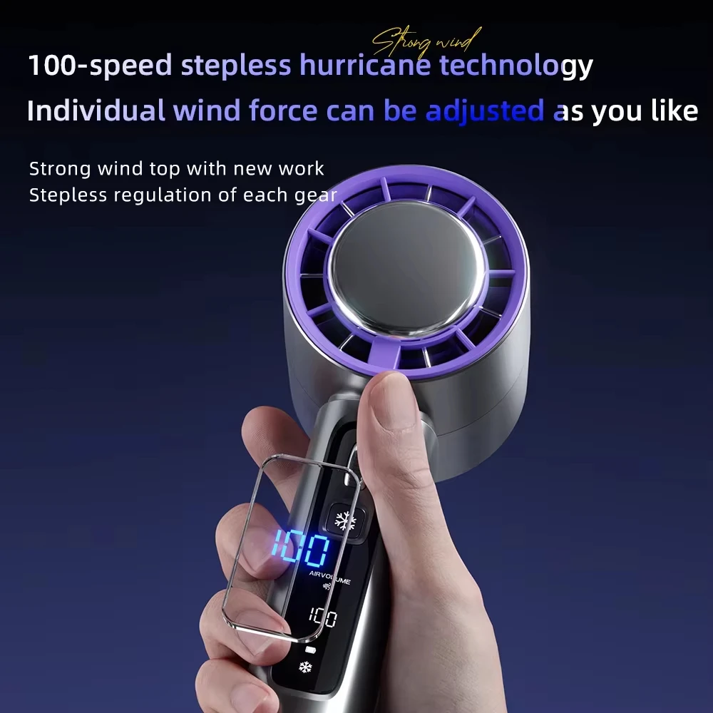 Portable Handheld Turbo Fan 100 Wind Speeds Adjustable Mini Personal Fan Battery Operated Electric Eyelash Fan image 2