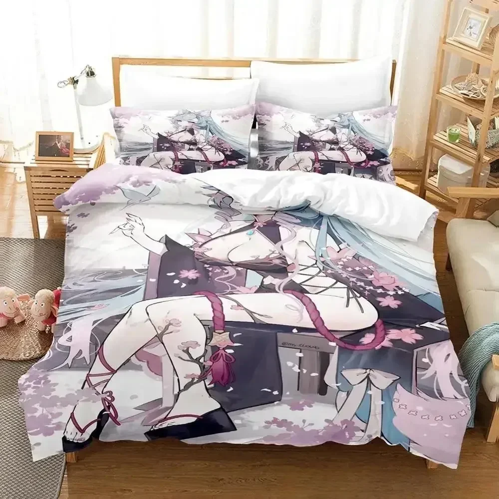 

New Sexy Girls Silvervale Vtuber Comfortable Duvet Quilt Cover Pillowcase Bedding Set Children Bedroom Decoration Home Textile