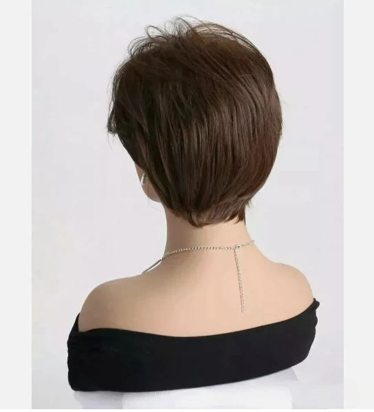 Nova moda glamour feminino perucas marrom escuro 12 polegadas