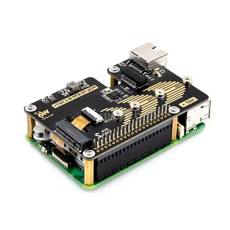 Raspberry Pi 5 PCIe to M.2 NVME SSD And Gigabit Ethernet RJ45 HAT RTL8111H M_KEY For 2230/2242/2260/2280 - Image 3