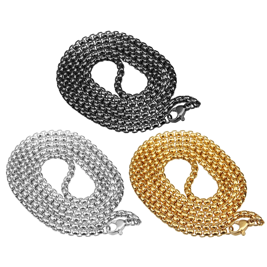 1 pc 50/55cm Classic Style Stainless Steel Chain With 12*7mm Lobster Clasps Women Men Necklace Finding Pendant DIY  Accessories