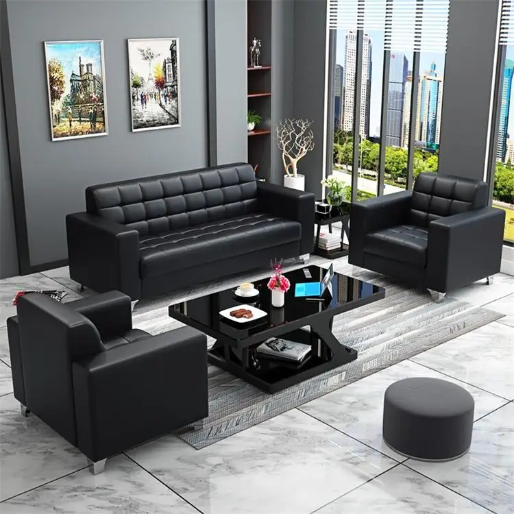 Office Sofa,Modern Design High Quality Synthetic PU Leather Commercial Reception Couch For Home Office Living Room Office Visito
