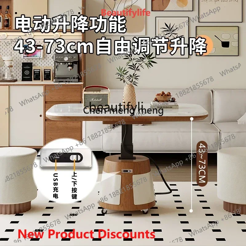 Z10Lifting and folding tea table, dining table, dual-purpose living room, multi-function rotatable, mobile personalized creati