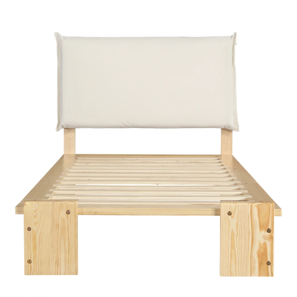 PINGGO Samtbezogenes Einzelbett für Kinder, weiche Rückenlehne, stabiler Rahmen, 90 x 200 cm, Bettgestell aus Kiefernholz, Schaumstoff und Sperrholz, ohne Matratze – Detail 11