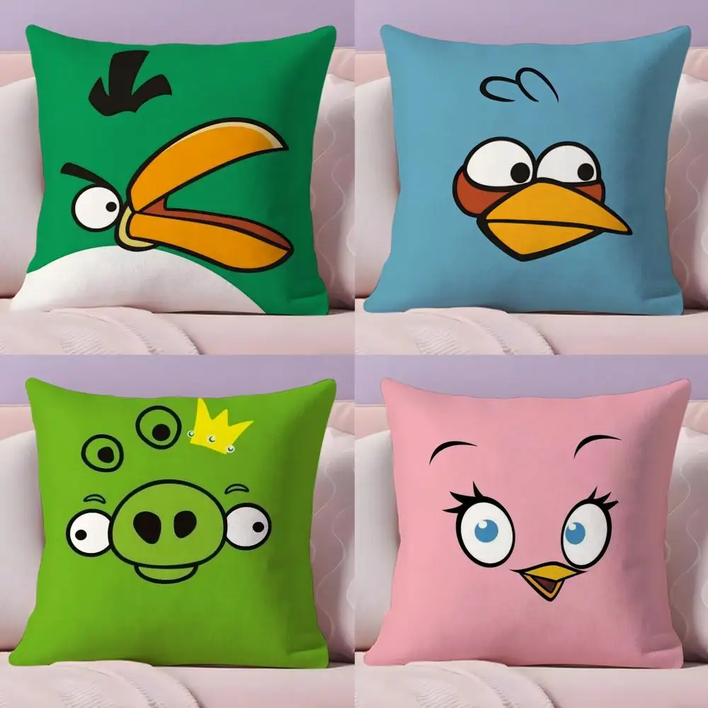 

Animation A-A-Angry BirdsS Cushion Cover Short Plush Double-Sided Printing Home Machine Washable in Warm Winter Pillow Case