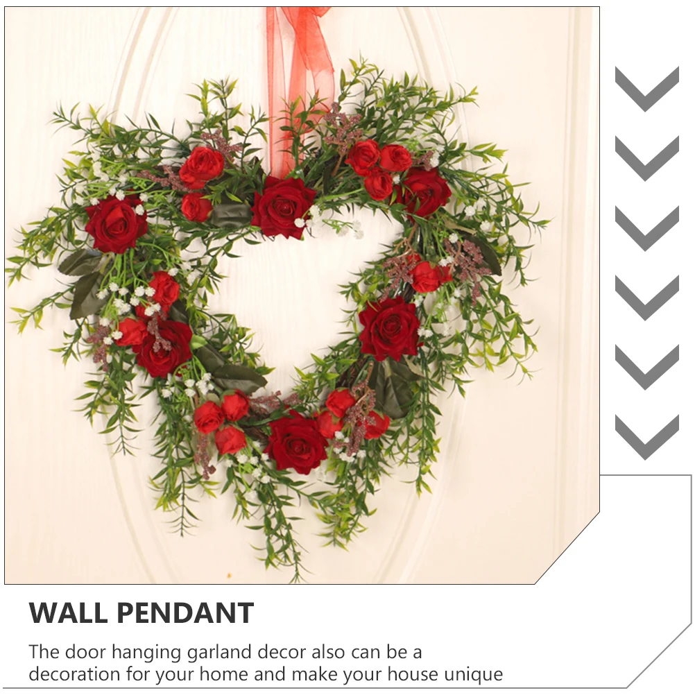 

Heart Rose Garland Luminous Wreath Delicate Wall Pendant Door Hanging Decor Valentine's Day Wedding Party Festival Decoration