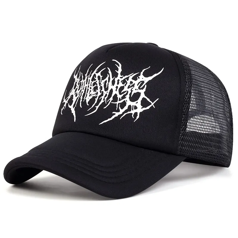 2024 New Hip Hop Unisex Hat New Embroidery Gothic Street Punk Frauen Baseball Cap Men Adjstable Pure Black Sports Women Caps