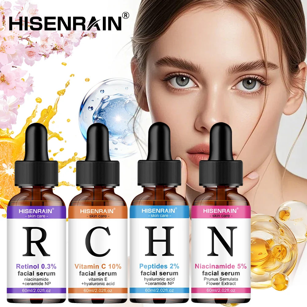 Conjunto de Sérum HISENRAIN com Retinol, Vitamina C, Ácido Hialurônico e Niacinamida - Kit de Cuidados com a Pele Anti-Envelhecimento, Iluminador e Hi