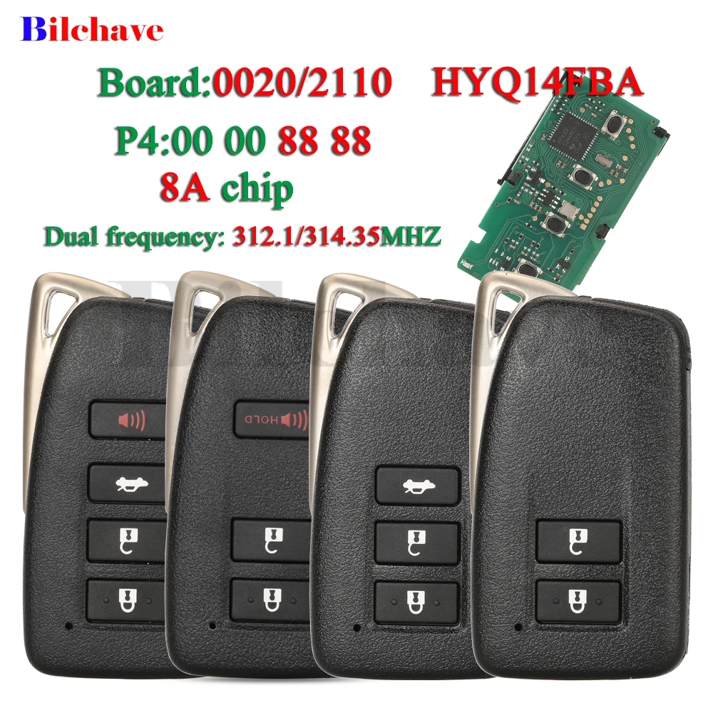 JYQ For Lexus ES350 GS F GS350 GS450H NX200t 2013-2018 OEM HYQ14FBA P4=88 0020/2110 Dual 312/314Mhz Smart Car Remote Key Fob 8A