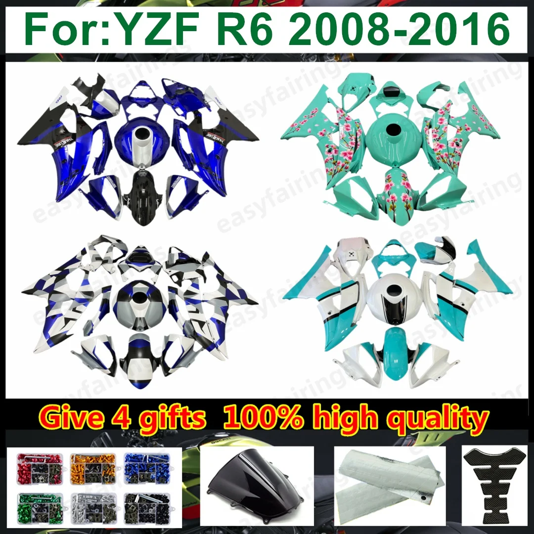 Unpainted ABS Full Fairing Bodywork Kit For R6 YZF‑R6 2008‑2016 Pre‑Drilled Motorcycle Aftermarket Body Panels Fairings Set