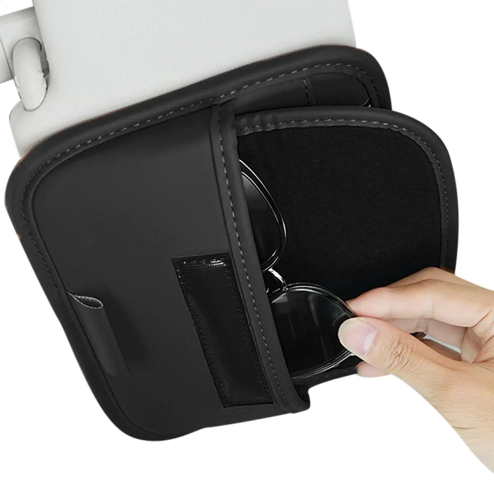 Car Sun Visor Organizer Multifunctional Glasses PU Leather Pouch Card Clip Sunglasses Ticket Storage Box Interior Accessories