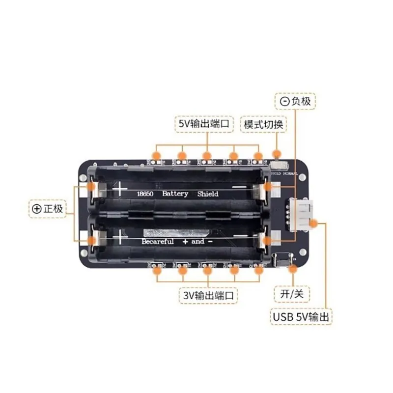 1/2/4-Slot 18650 Lithium-Batterie-Schutzplatine mit Doppelausgang 5V 3A 3V 1A Micro-USB Powerbank-Erweiterungsmodul – Detail 2