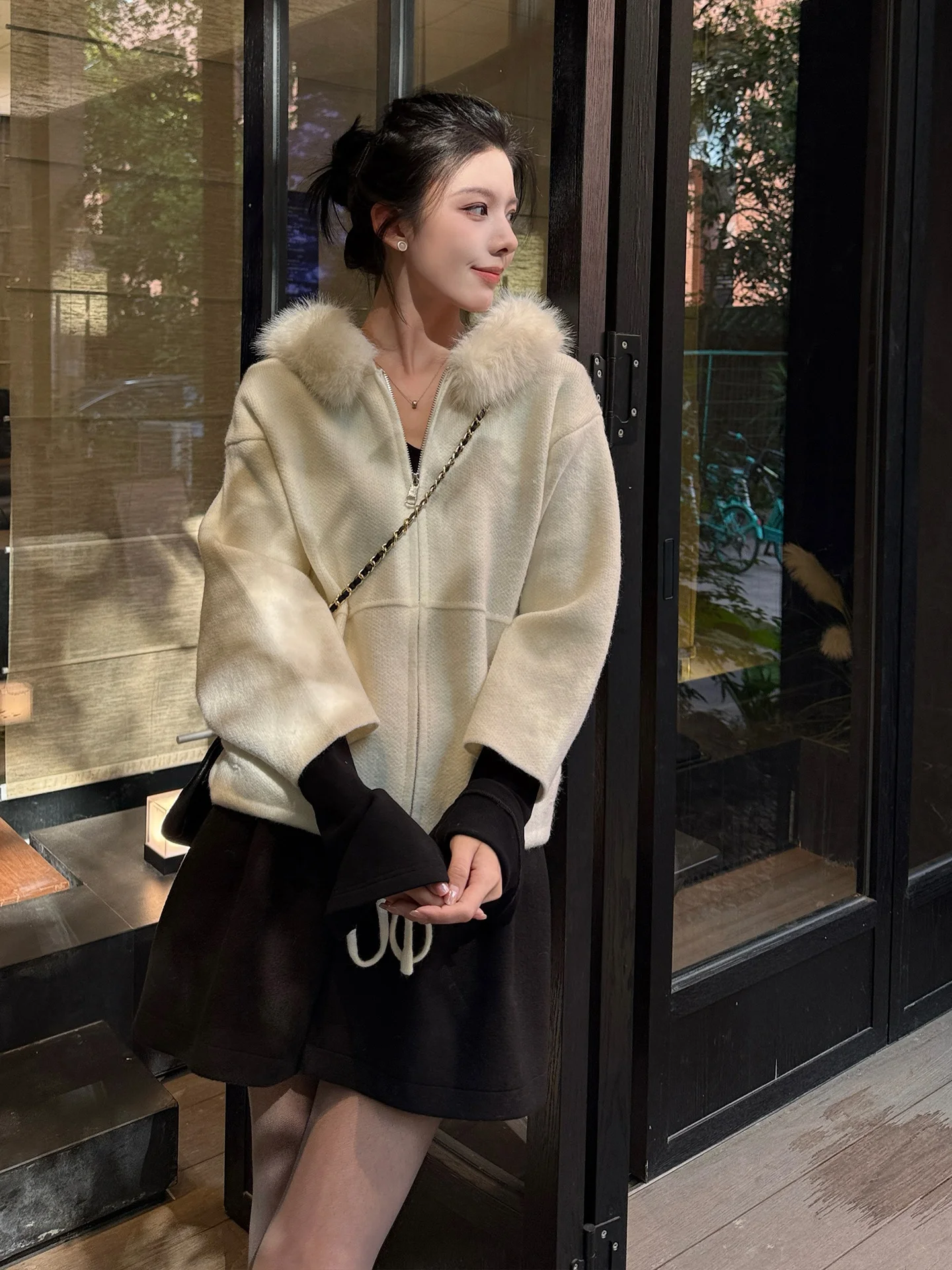 

Women's Knitted Hooded Open Cardigan Winter Casual Zipper Sweater Coat V-ne Regular Fit Moderate Softn Long Sve