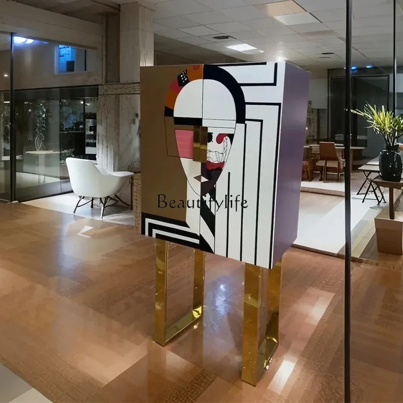 

04French light luxury art decorative cabinet living room corridor entrance storage cabinet