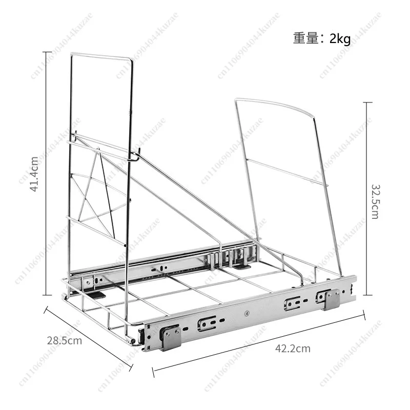 Adjustable Pull-Out Trash Can Holder with Slide Rail, Under Sink Pull Down Waste Bin Bracket for Cabinets