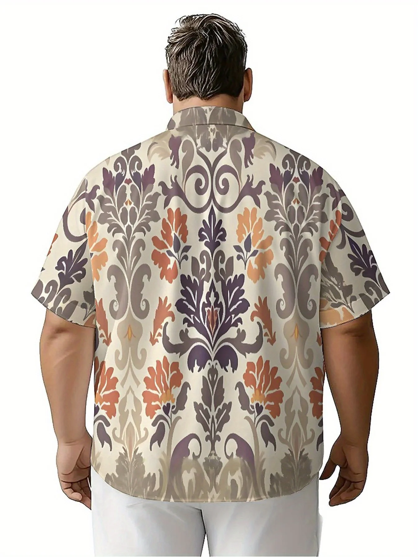 Men's Plus Size Hawaiian Shirts Vintage Flowers pattern, Button Up Shirts, Unisex Casual Clothing, Summer Tops