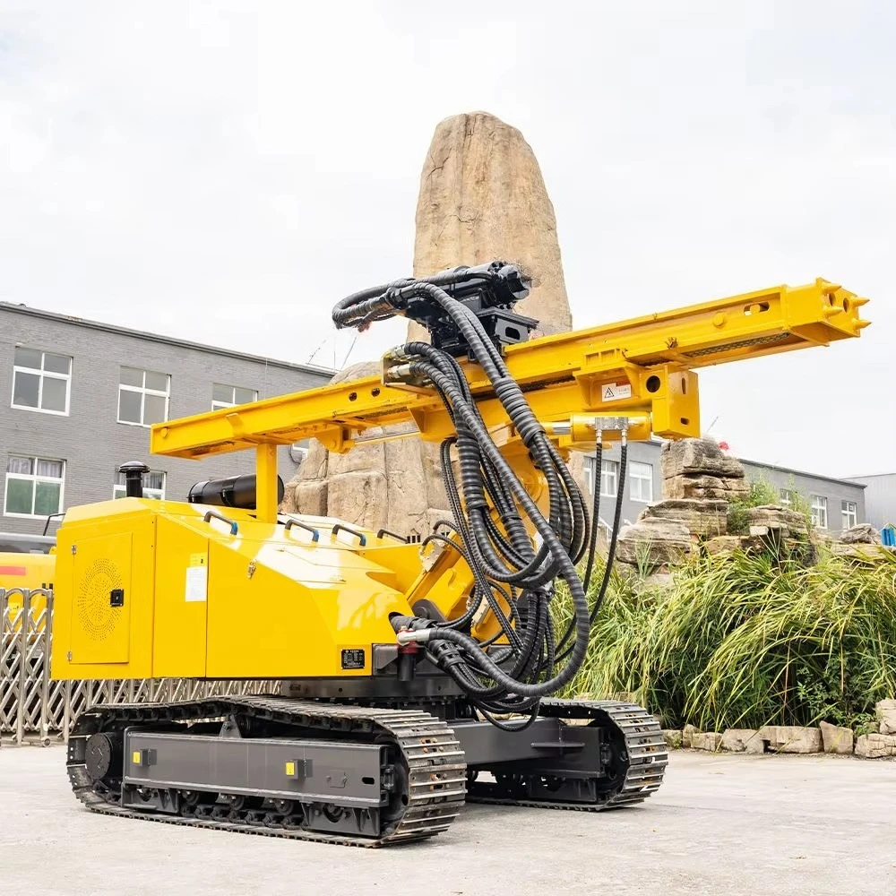Hydraulic Crawler Solar Pile Driver HWL-300R 3m Highway Guardrail Ramming Machine Construction Piling Equipment Customized