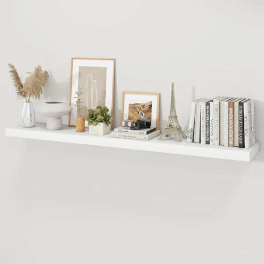 

Навесные полки для стены, глубина 9,3 дюйма, деревянные, для ванной и спальни, белые, 55 шт.