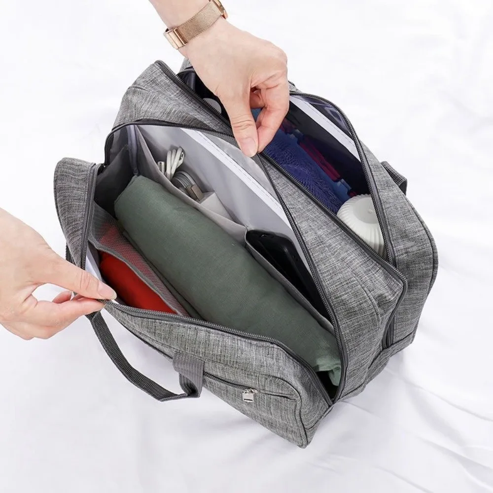 Tas Gym Tahan Lama Terpisah Basah Kering Anti Air Warna Solid Tas Perlengkapan Mandi Pria dengan Pegangan Tas Penyimpanan Perjalanan