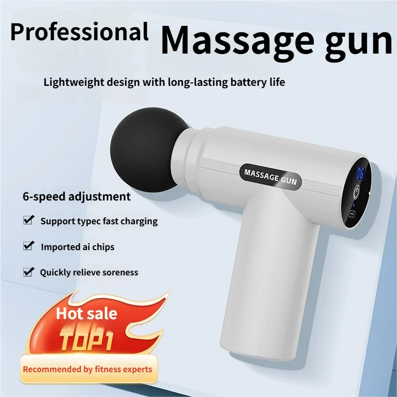 

6-Speed Professional Muscle Massage Gun, Deep Fascia Muscle Relaxation, Body and Neck Massager, Electric Fitness Equipment, Nois