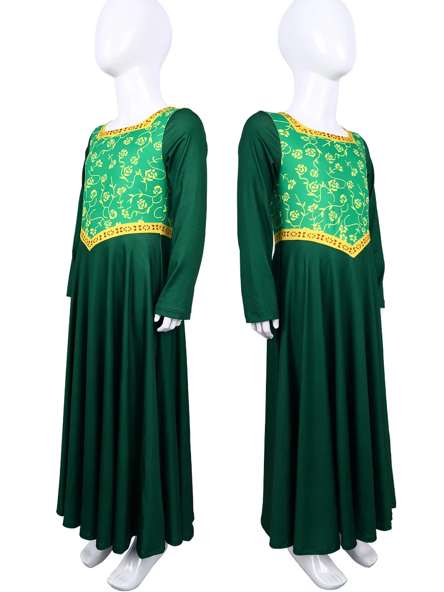 Halloween Shrek Monster Shrek Fiona Princess Cosplay Costume Stage Performance Costume Green Long Dress Costume