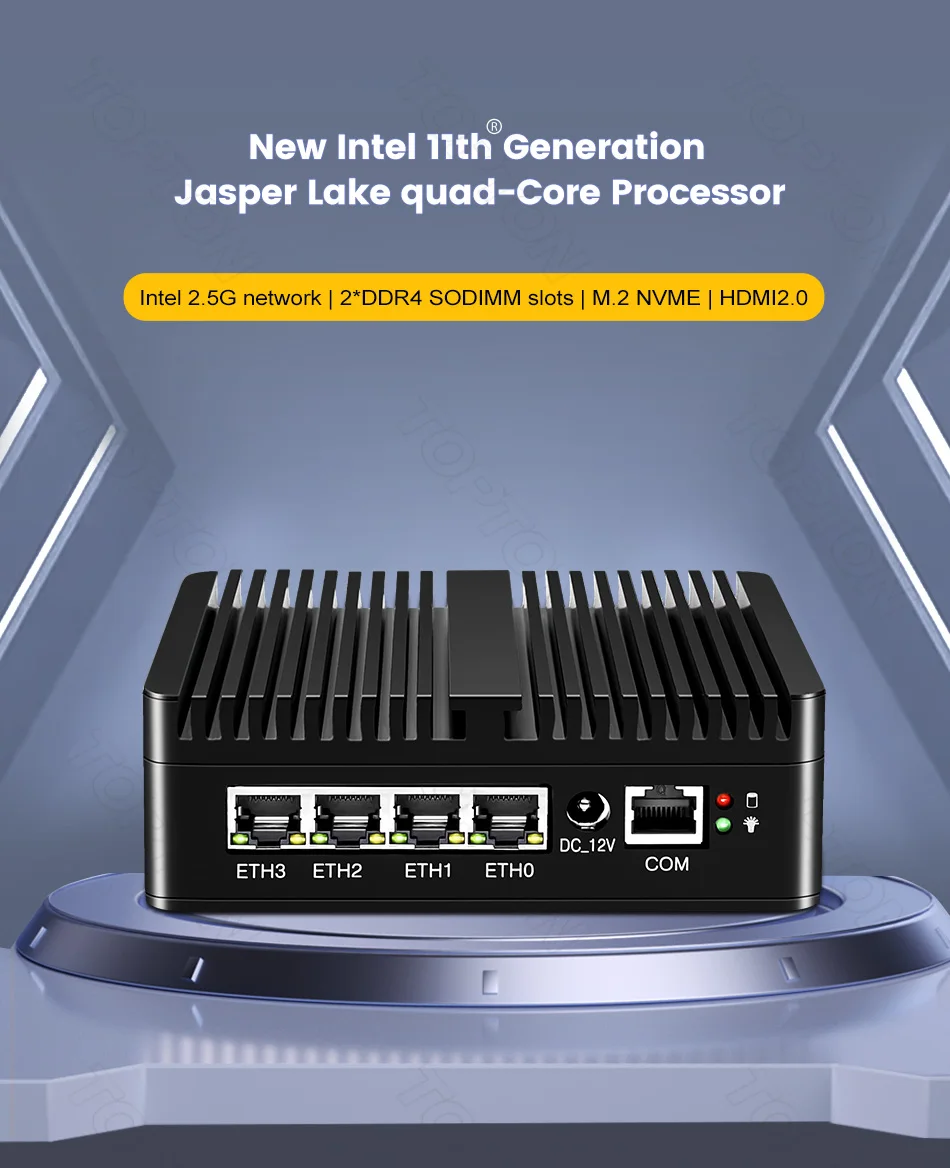 Topton pfSense Firewall Soft Router J6412 J5005 N150 4x i226-V 2.5G LAN NVMe Barebone Fanless Mini PC HDMI2.0 DP AES-NI OPNsense