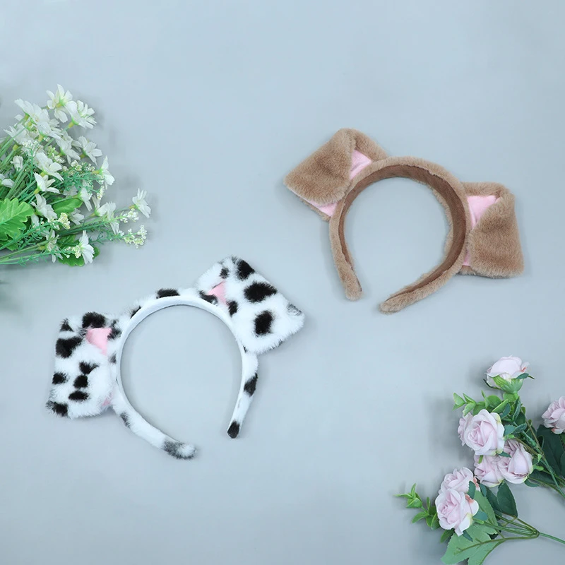 Animal Folded Dog Ear Hairband Cosplay Spotted Dogs Kawaii Headwear Cartoon Puppy Dog Hair Accessories Students Gifts