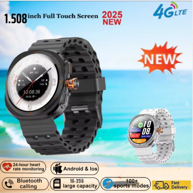 

2025 Watch Ultra 5G Smartwatch Android 11 1.508" AMOLED Display 180° 8MP Rotating Camera GPS GLONASS WiFi IP68 Waterproof