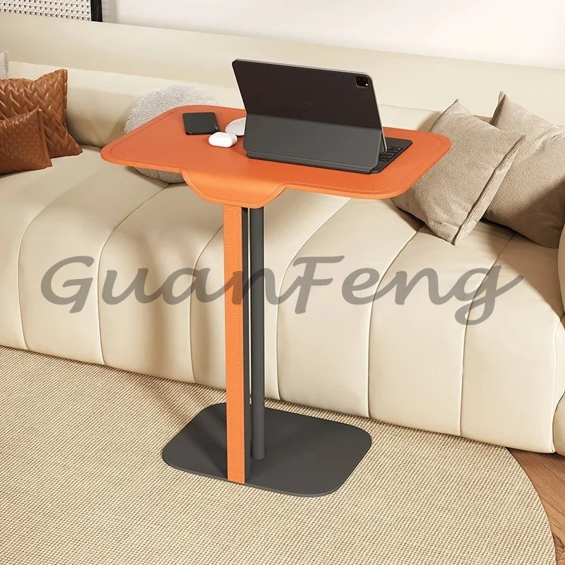 Saddle Leather Sofa Table Home Furniture Living Room Floating Storage Rack Bedroom Bed Corner Table view 2