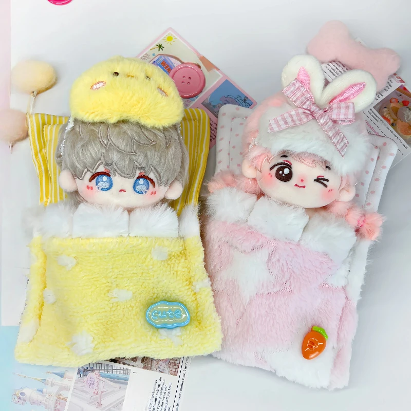 

Одежда для хлопковых кукол 10-15 см: милые мультяшные спальные мешки в форме кролика, медведя, цыпленка, пижамы для кукол, маски для глаз, аксессуары, подарок