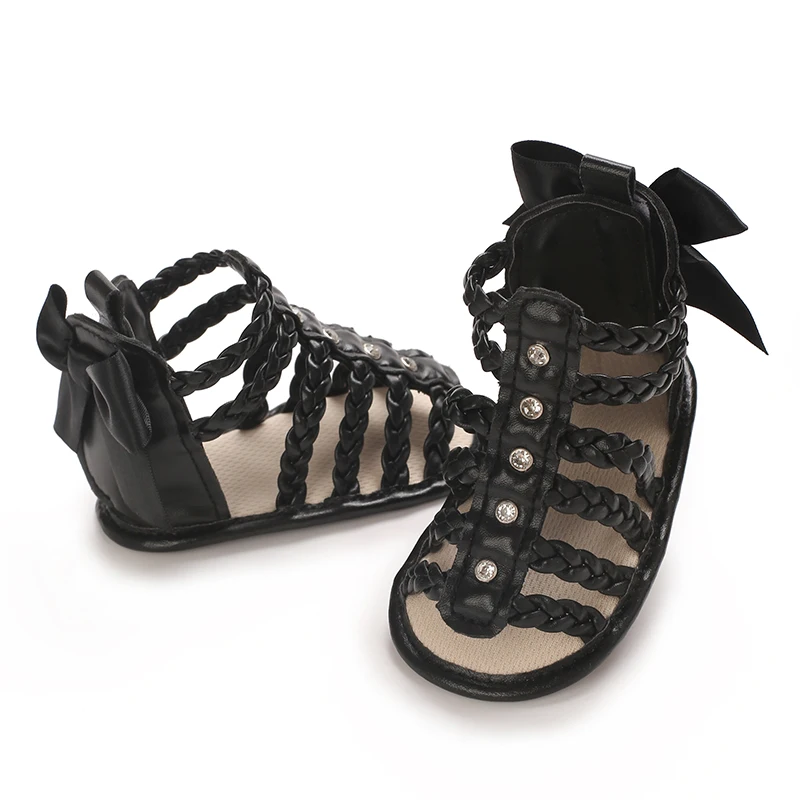 Coloré 0-18M bébé mignon bout ouvert pré école sandales d'été princesse décontracté tissu doux bas antidérapant unique chaussures femmes