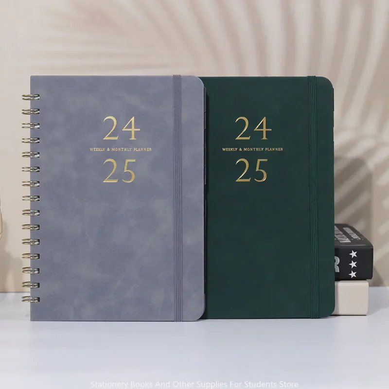 A5 Notebook 2025 New Calendar This Creative PU Leather-covered Weekly Planner This Banded Coil Diary