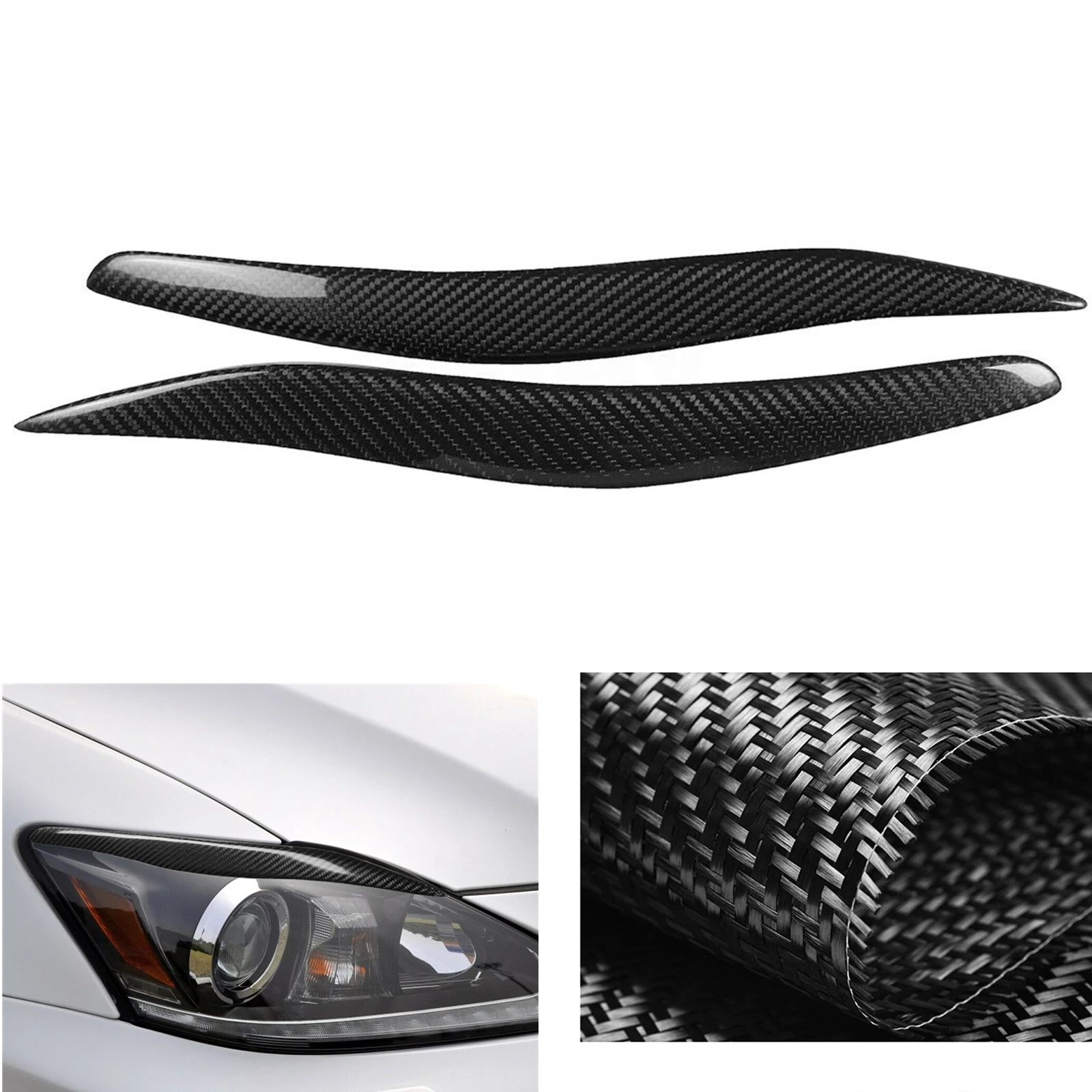 Carbon Fiber Front Head Light Trim Sticker Headlight Eyelid Eyebrow Cover For Lexus IS200 IS250 IS300 IS350 2006-2012