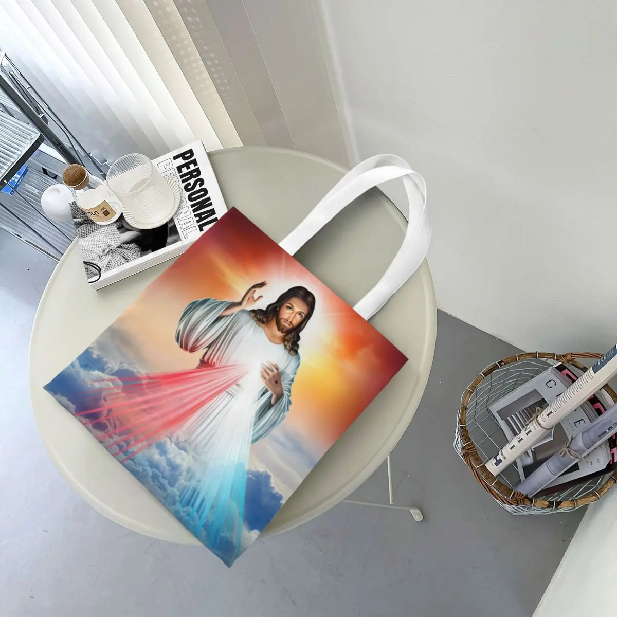 Jesus Christ Catholic Bible Merch Canvas Tote Bag for Women Aesthetic Religious Chrisitan Saint Trend Bags Handbang