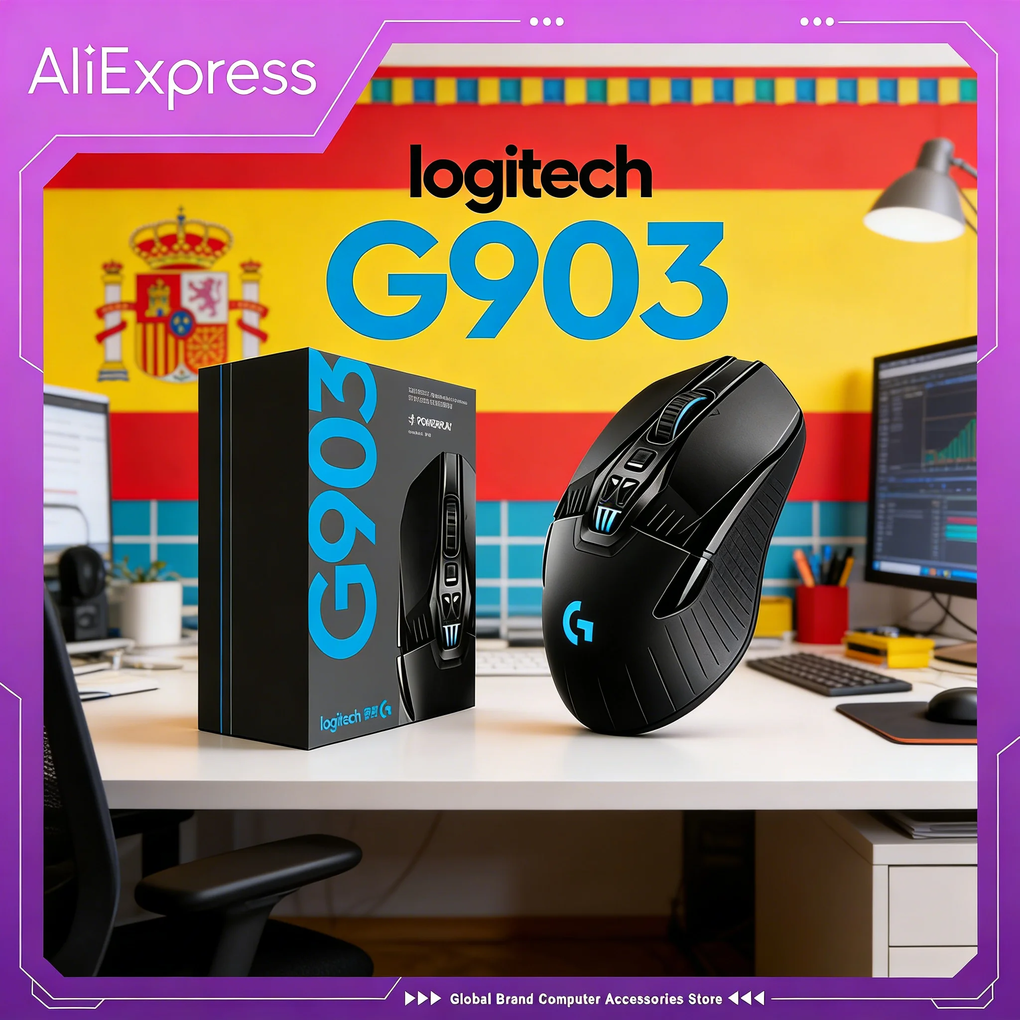 

Logitech G903 LIGHTSPEED Wireless RGB Gaming Mouse HERO 25K Sensor 25600 DPI 180-Hour Battery Life PowerPlay Compatible