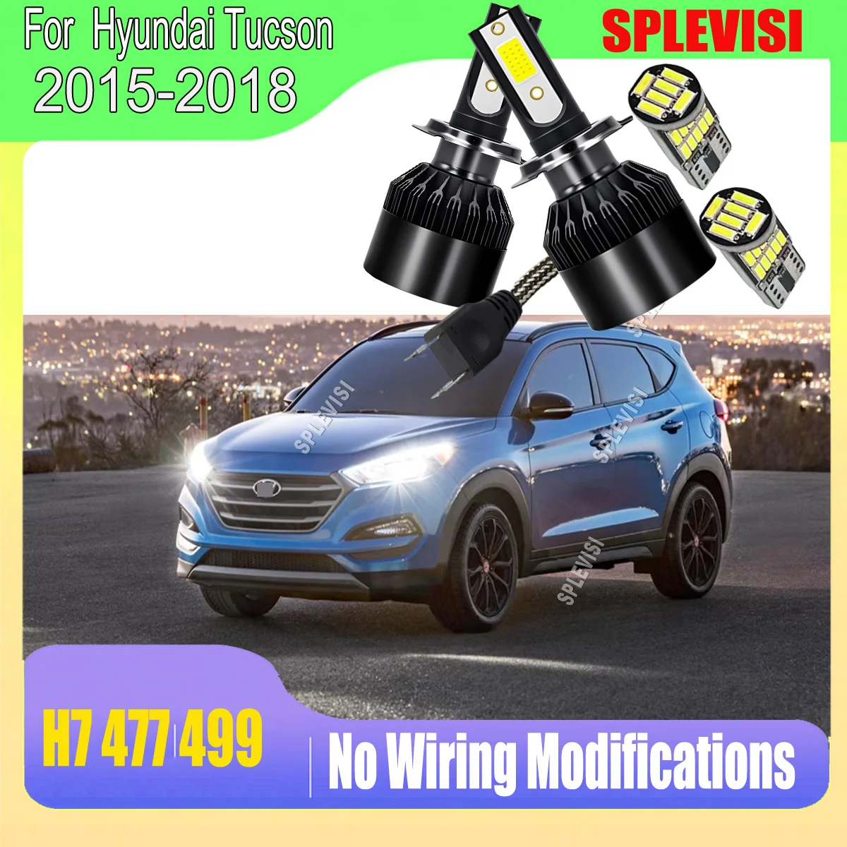 

H7 LED 60W 6000LM Headlight Bulb - Superior Durability for Rough Roads & Conditions For Hyundai Tucson 2015 2016 2017 2018