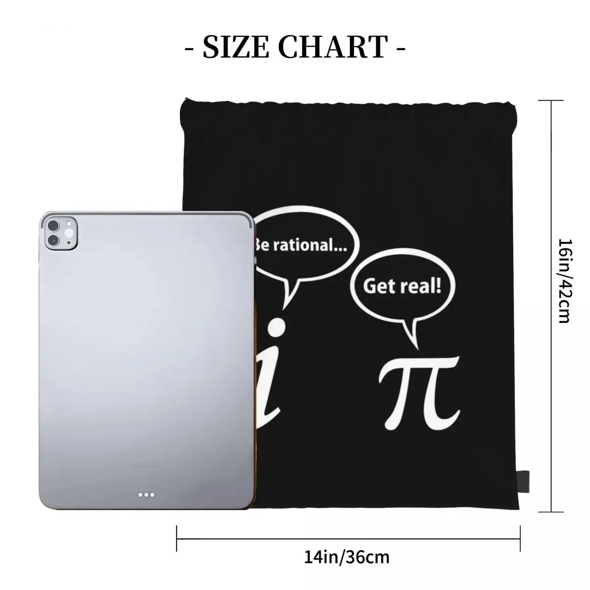 Be Rational Get Real Imaginary Math Pi Backpacks Drawstring Bags Drawstring Bundle Pocket Shoes Bag Book Bag For Travel Students