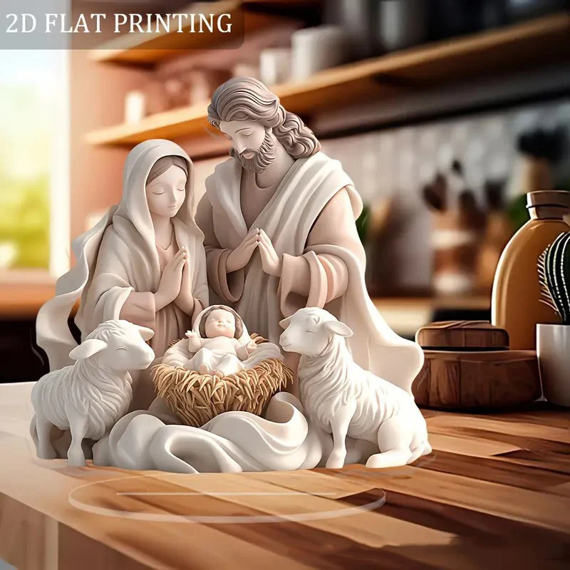 Premium 2026 Neue Krippenszene Jesus Geburt Weihnachts-Tischdekoration Zubehör 2D Flaches Acryl Geeignet für Zuhause und Büro