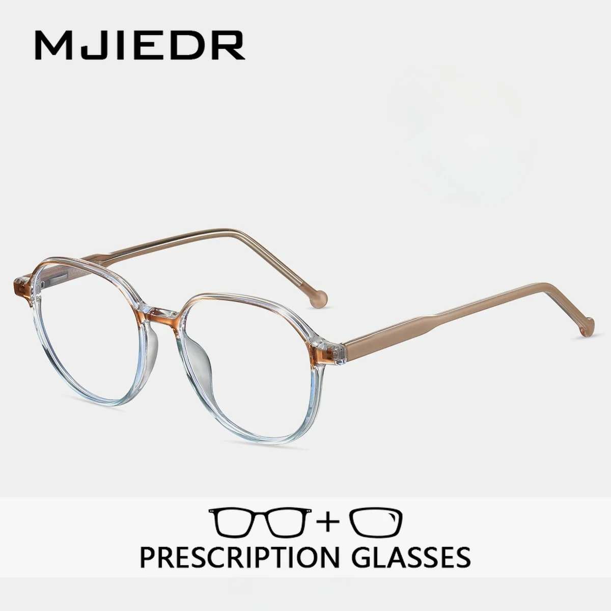 

MJIEDR Handmade Acetate Round Progressive Prescription Glasses ﻿Optical Lenses with Custom Rrecipe Myopia Eyewear for Women Men