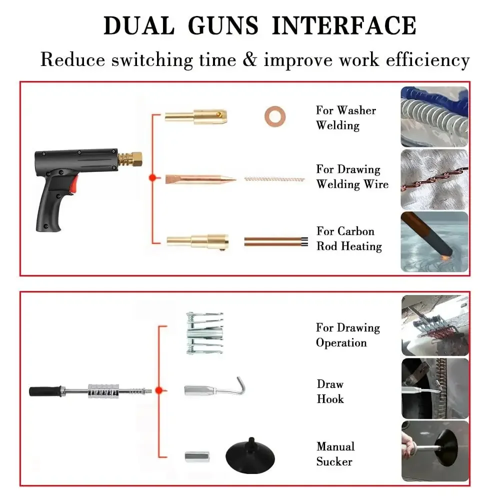 Dent Puller Welding Machine 110V Spot Welder Repair Tool Kit 5 Modes Multipurpose Uses