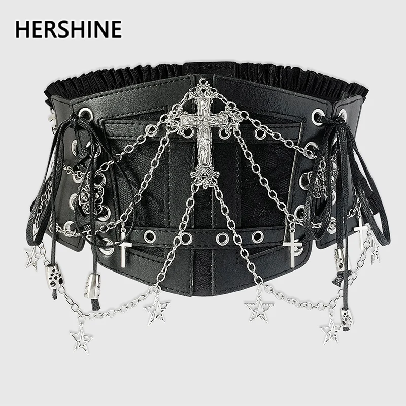 

HERSHINE Women's Y2K Chain Lace Waist Belt, Gothic Punk Style Fashion Accessory, Rock Hip Hop Christmas Eve/Christmas Cosplay