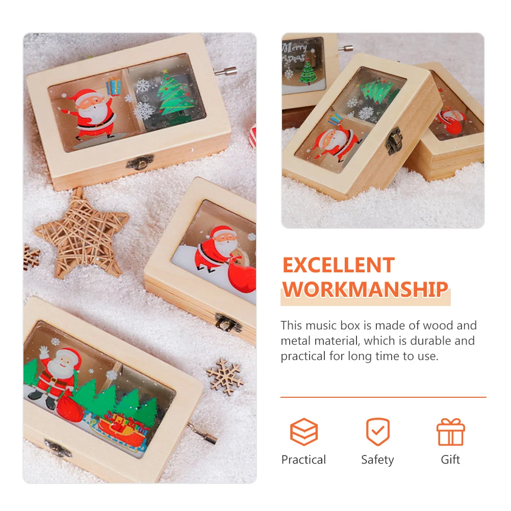 

Delicate Christmas Theme Music Box Wooden Table Decor Gift for Friends Family Christmas Music Box Home Table Decor
