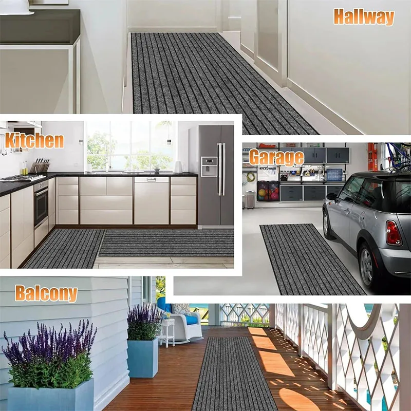Solid Color Striped Carpet Kitchen Door Mat Floor Mat,room Decoration,self-adhesive Anti Slip Carpet Home Decoration,corridor