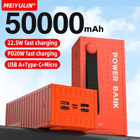 50000mAh 대용량 보조베터리 휴대용 20000mAh USB C PD 20W iPhone Xiaomi Samsung 용 고속 충전 외부 예비 배터리