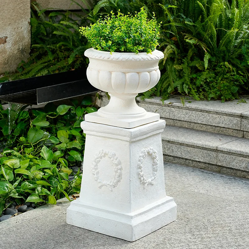 CX minimalist vintage white Roman column Roman flower pot set for outdoor courtyard decoration